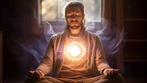 young man meditating